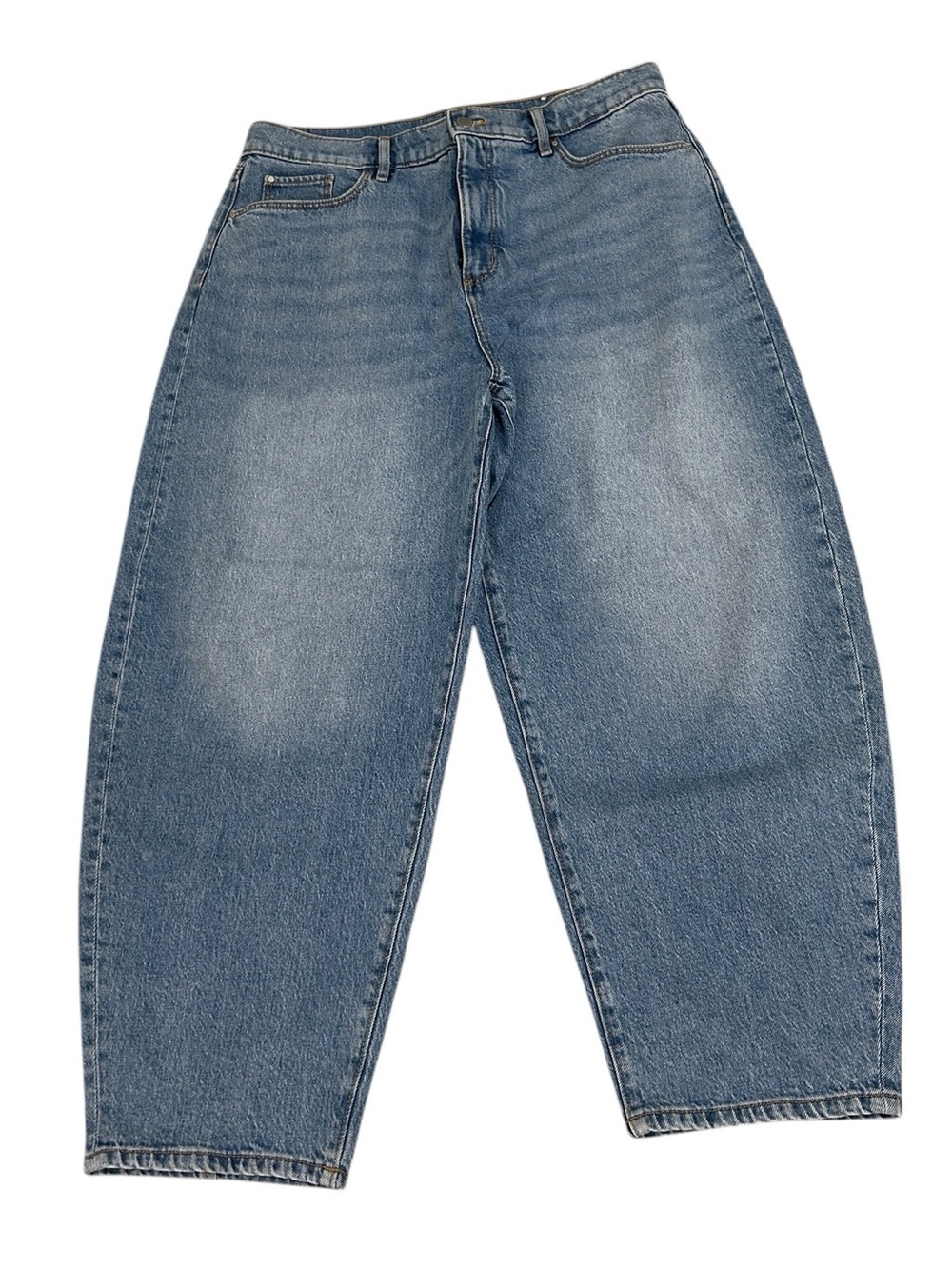 Ann Taylor mid-tone blue the barrel high rise denim Jeans size 12p
